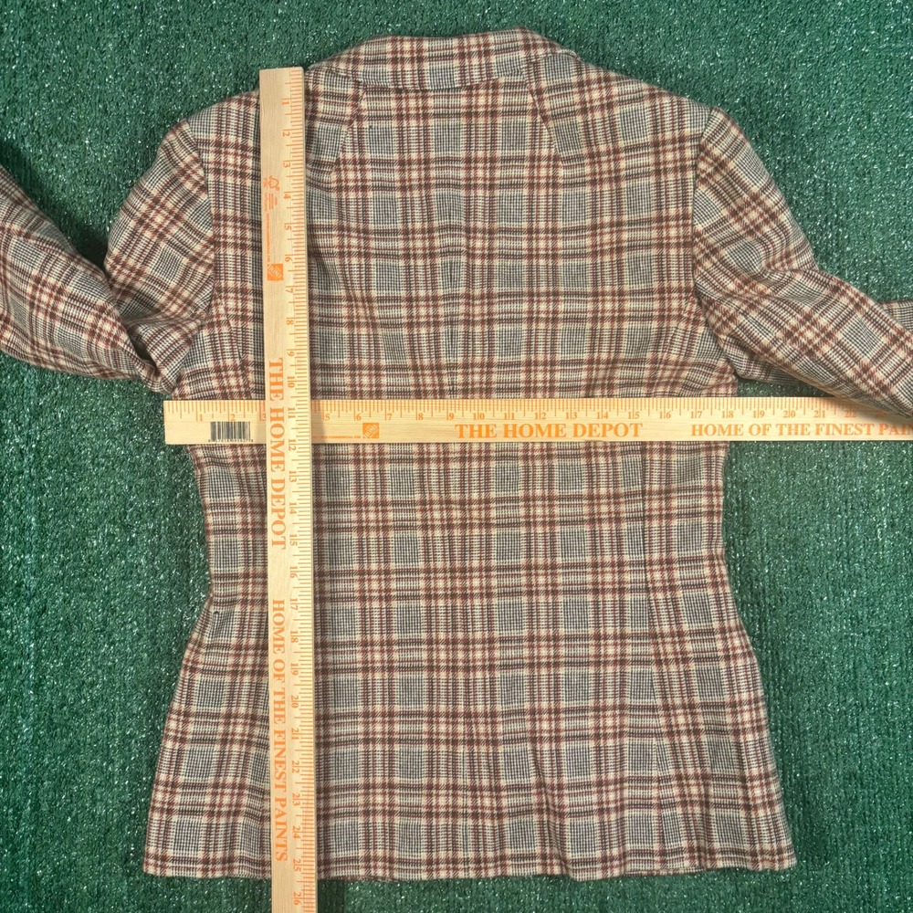 Pendleton Blazer Womens 14 Brown Red Plaid Vintage 60s Wool Fair Moth Holes - Picture 8 of 8